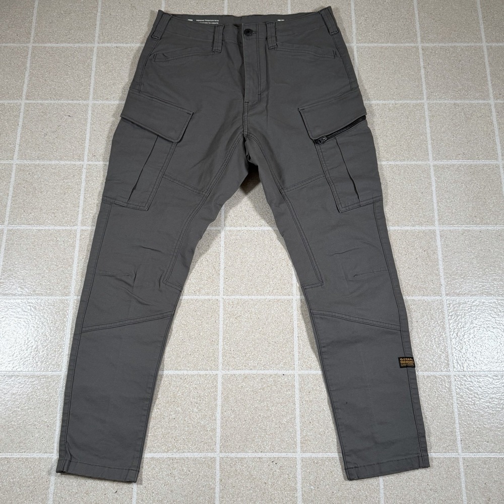 G-Star Raw Rovic Zip 3D Regular Tapered Cargo Pants in Grey Olive- Men's 32x32